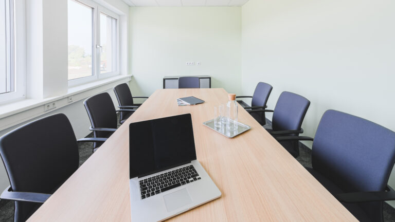 Modernes Büro in Herzogenburg mit Besprechungstisch, Tageslicht und professioneller Ausstattung zur flexiblen Büro- und Arbeitsplatzmiete.